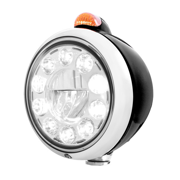 Black Guide 682-C Headlight 11 LED Bulb & Dual Mode LED Signal - Amber Lens
