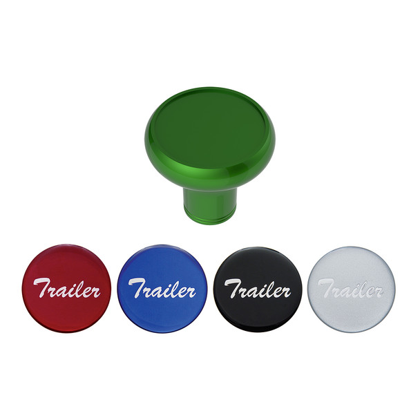 Deluxe Aluminum Screw-On Air Valve Knob With Multi-Color Glossy Trailer Sticker - Emerald Green