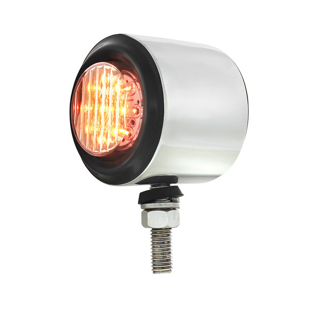 SS 2" Double Face Light With 9 LED 2" Lights & Grommets - Amber & Red LED/Clear Lens