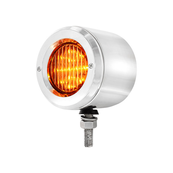 Stainless 2.5" Double Face Light With LED Lights & Bezels - Amber & Red LED/Amber & Red Lens