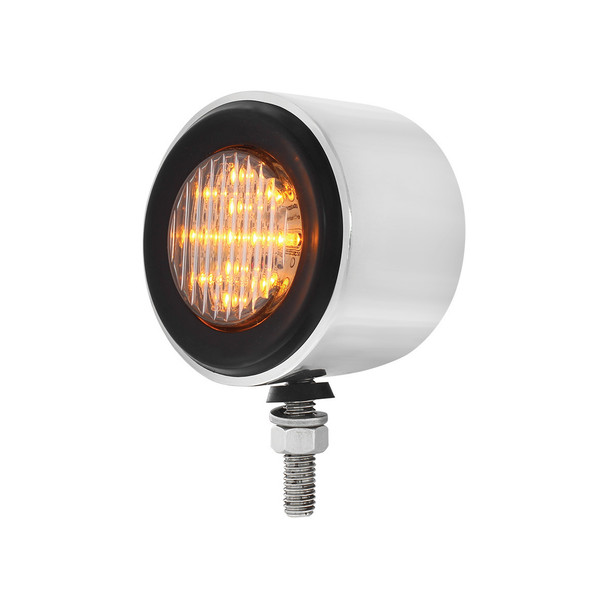 Stainless 2.5" Double Face Light With LED Lights & Grommets - Amber & Red LED/Clear Lens