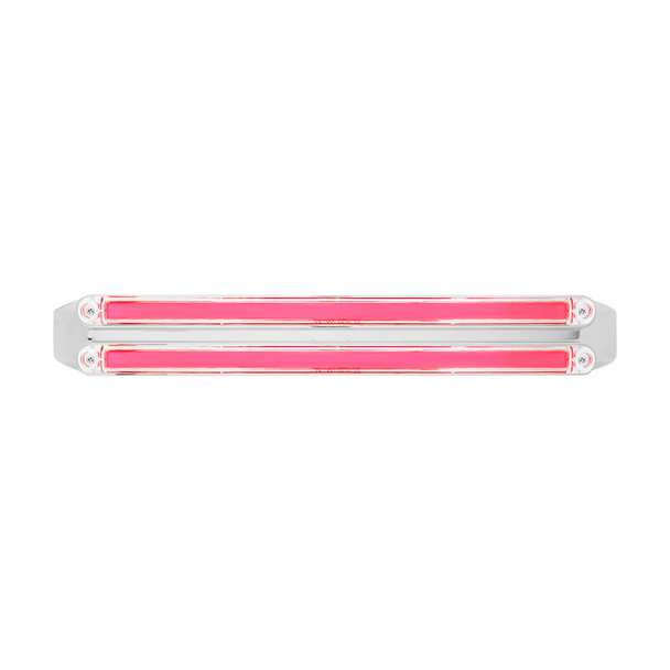 Dual 24 LED Dual Function 12" GloLight Bar With Bezel - Red LED/Clear Lens