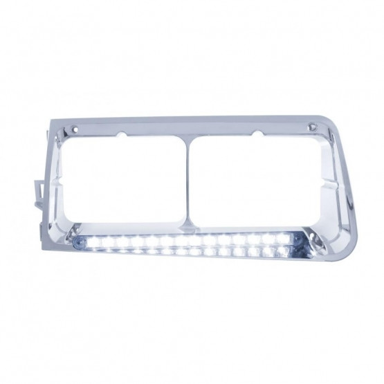 14 LED Headlight Bezel For 1989-2009 Freightliner FLD - Driver - White LED/Clear Lens