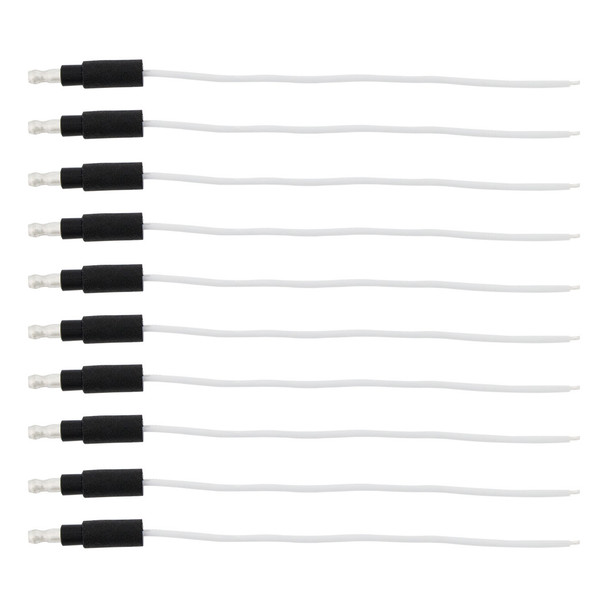 6" Single Lead Wire With .180 Bullet Termination & Stripped End - White (10 Pcs)