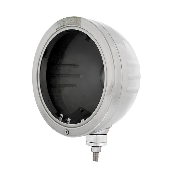 Stainless Steel Bullet Embossed Stripe Headlight No Bulb With LED Signal - Clear Lens