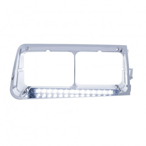 14 LED Headlight Bezel For 1989-2009 Freightliner FLD - Passenger - White LED/Clear Lens