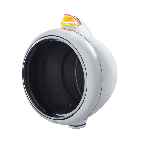 Chrome Guide 682-C Headlight No Bulb With Original Style LED Signal - Amber Lens