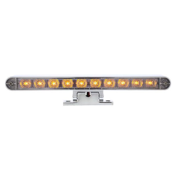 Chrome 10 LED Light Bar With 180 Degree Swivel Base - Dual Function Amber LED/Clear Lens