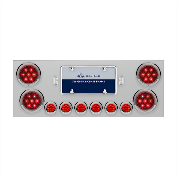 SS Rear Center Panel With 4X Red LED 4" Light & 6X Red LED 2" Light & Bezel -Red Lens -Comp. Series