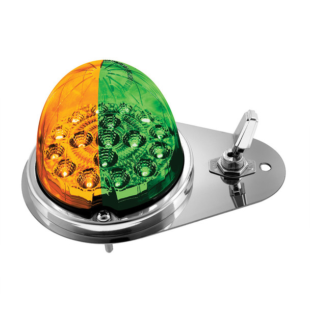 304 SS Above Door Dome Light Kit W/ 17 LED Double Fury Watermelon For 1994-2025 KW W900-Amber & Green LED