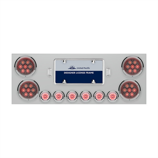 SS Rear Center Panel With 4X Red LED 4" Light & 6X Red LED 2" Light & Bezel -Clear Lens -Comp. Series