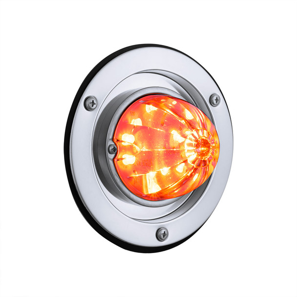 17 LED Dual Function Watermelon Sleeper Bunk Kit With 304 Stainless Steel Bezel-Amber LED/Clear Lens