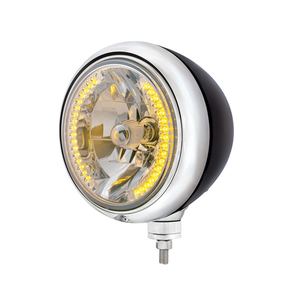 Black Guide 682-C Style Headlight H4 Bulb With 34 Amber LED