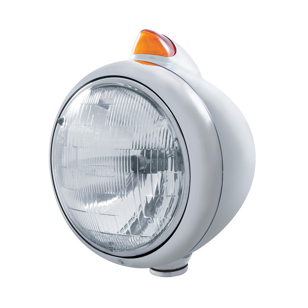 Stainless Steel Guide 682-C Headlight H6024 & Original Style LED Signal - Amber Lens