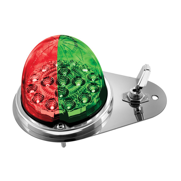 304 SS Above Door Dome Light Kit W/ 17 LED Double Fury Watermelon For 1994-2025 KW W900-Red & Green LED