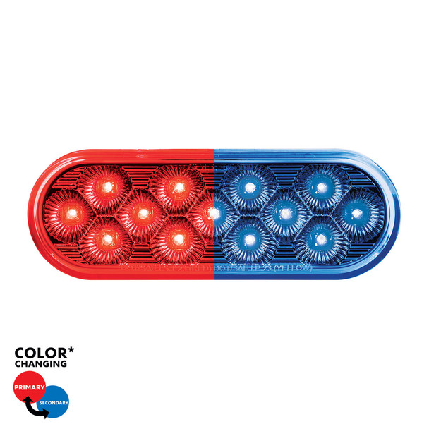 13 LED 6" Oval Double Fury Light (Stop & Turn)-Red & Blue LED/Clear Lens