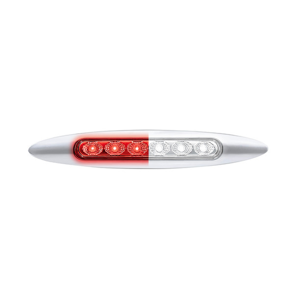 Double Fury 6 LED 6" Dual Function Marker Light With Chrome Bezel-Red & White/Clear Lens