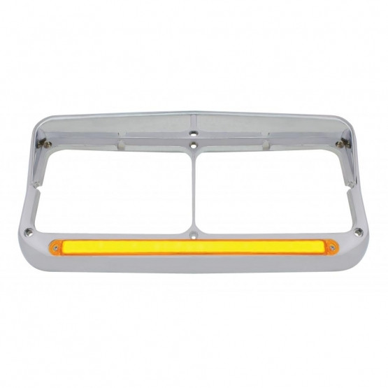 24 LED Rectangular Dual Headlight Bezel With Visor & GloLight - Amber LED/Amber Lens