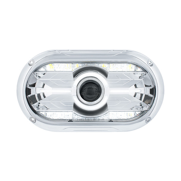 Full LED Projector One-Piece Style Chrome Headlight For Dual 5-3/4" Headlight Housing