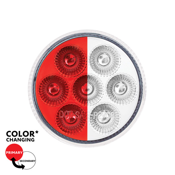 7 LED 2" Round Double Fury Light (Clearance/Marker) - Red & White LED/Clear Lens
