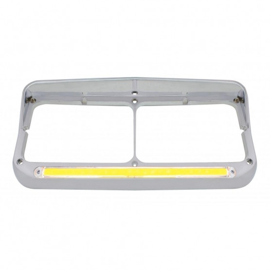 24 LED Rectangular Dual Headlight Bezel With Visor & GloLight - Amber LED/Clear Lens