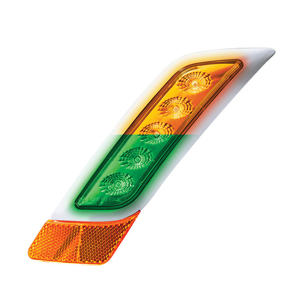Double Fury 5 LED Fender Turn Signal Light For 2012-2021 Peterbilt 579-Amber & Green LED,Driver