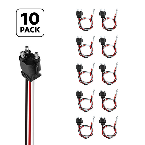 3 Wire Pigtail With 3 Prong Straight Plug - 12" Lead (10-Pack)
