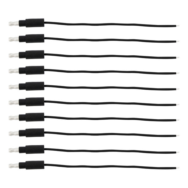 6" Single Lead Wire With .180 Bullet Termination & Stripped End - Black (10 Pcs)