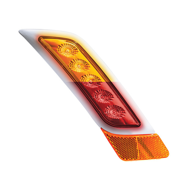 Double Fury 5 LED Fender Turn Signal Light For 2012-2021 Peterbilt 579-Amber & Red LED,Passenger