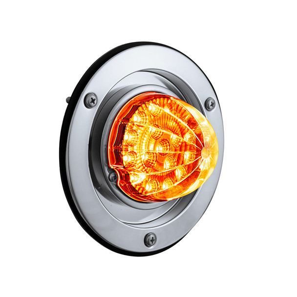 17 LED Dual Function Watermelon Reflector Light Sleeper Bunk Kit With 304 SS Bezel-Amber LED/Clear Lens