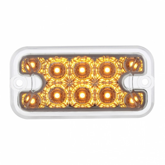 10 LED Dual Function Reflector Rectangular Light - Amber LED/Clear Lens (Bulk)