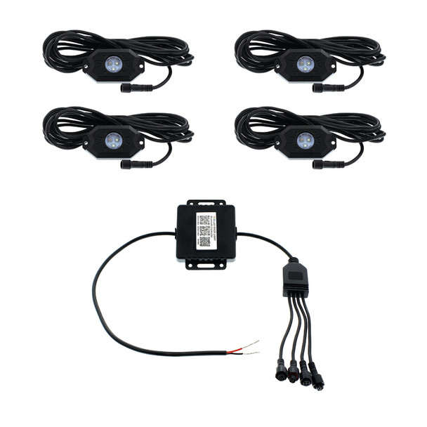 RGB Multi-Color 500 Lumen LED Rock Light 4-Piece Kit