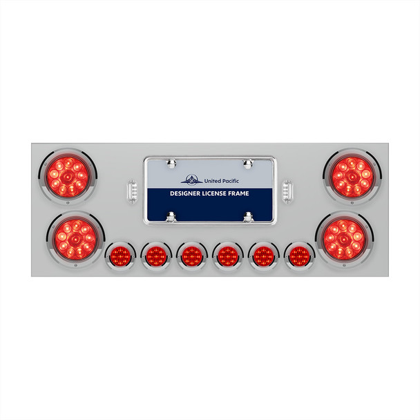 SS Rear Center Panel With 4X 10 LED 4" Lights & 6X 9 LED 2" Lights -Red LED & Lens