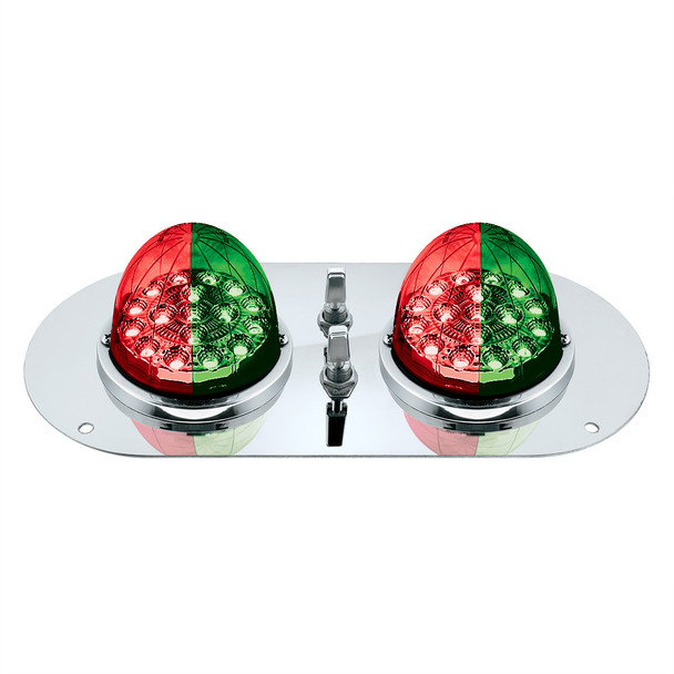 304 SS Above Door Dome Light Kit With 2 X 17 LED Double Fury Watermelon For KW & PB Trucks-Red & Green LED