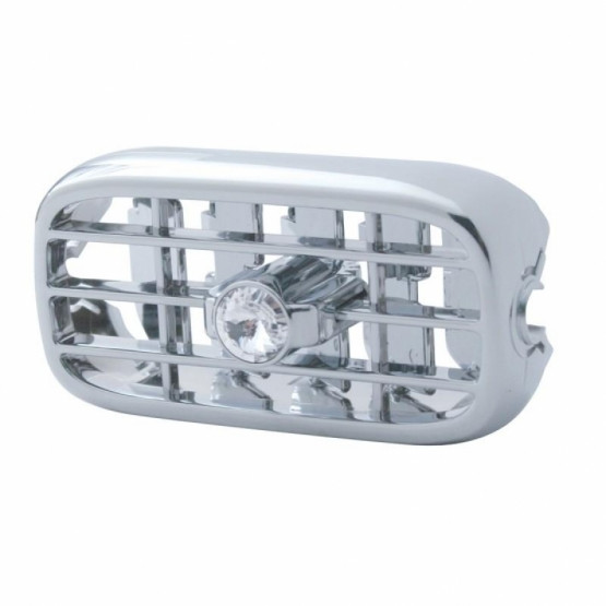 41250-UP CHROME PLASTIC A/C VENT WITH COLOR CRYSTAL FOR PETERBILT (2006+) - CLEAR CRYSTAL