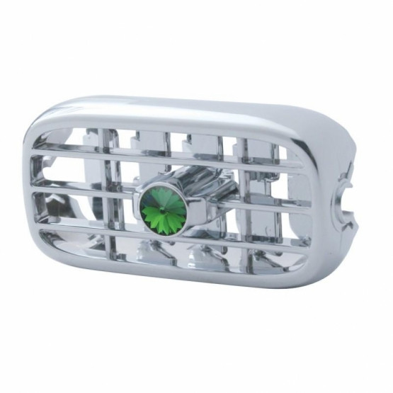 41251-UP CHROME PLASTIC A/C VENT WITH COLOR CRYSTAL FOR PETERBILT (2006+) - GREEN CRYSTAL