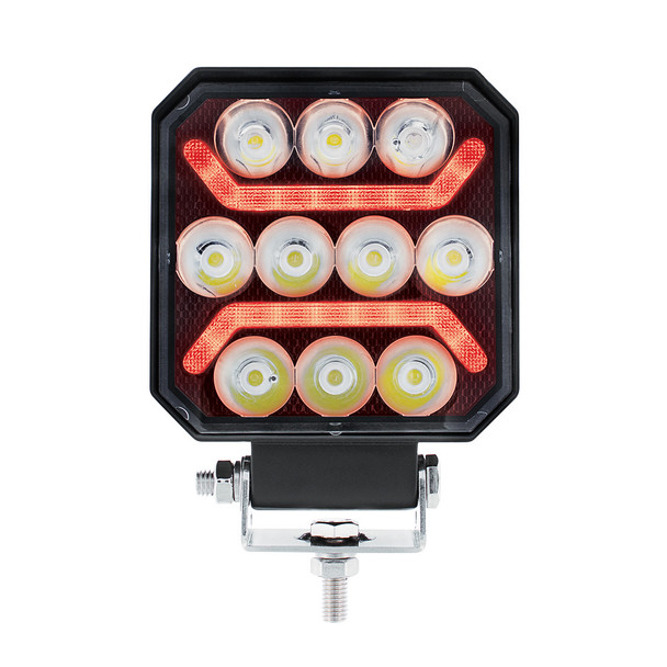 10 LED High Power LED Work Light With "U" Light Guide-Red