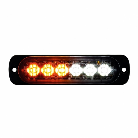 6 High Power LED Super Thin Directional Warning Light - Amber & White LED (Bulk)