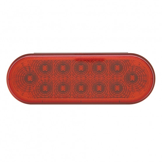 12 LED 6" Oval Reflector Light (Stop, Turn & Tail) - Red LED/Red Lens