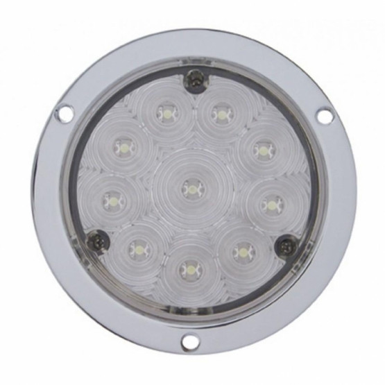 10 LED 4" Round Flange Mount Light (Stop, Turn & Tail) - Red LED/Clear Lens