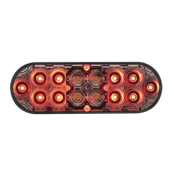 6" Oval Combo Light With 14 LED Stop, Turn & Tail & 16 LED Back-Up - Red LED/Clear Lens