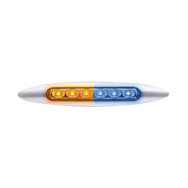 Double Fury 6 LED 6" Dual Function Marker Light With Chrome Bezel-Amber & Blue/Clear Lens