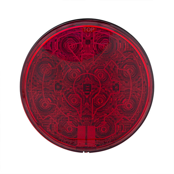 12 LED 4" Round Light (Stop, Turn & Tail) With Heated Lens - Red LED/Red Lens