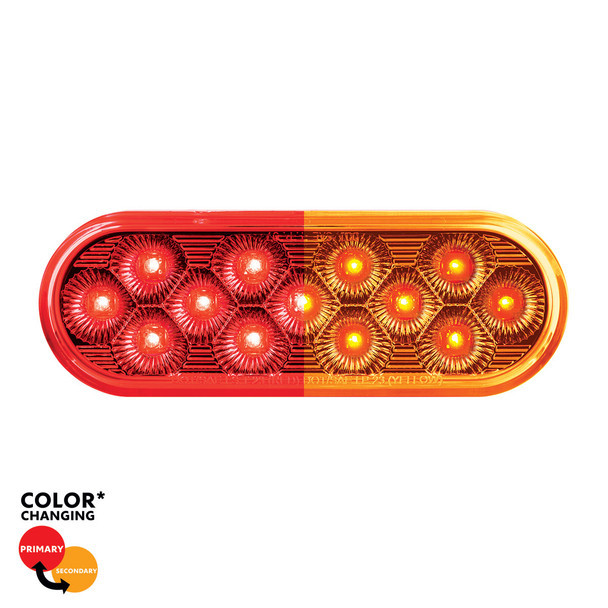 13 LED 6" Oval Double Fury Light (Stop & Turn)-Red & Amber LED/Clear Lens