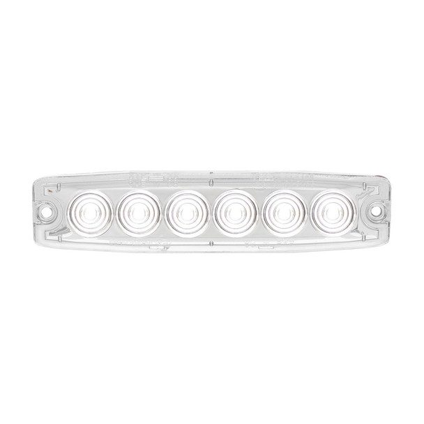 6 High Power LED Super Thin Warning Light - White LED/Clear Lens (Bulk)