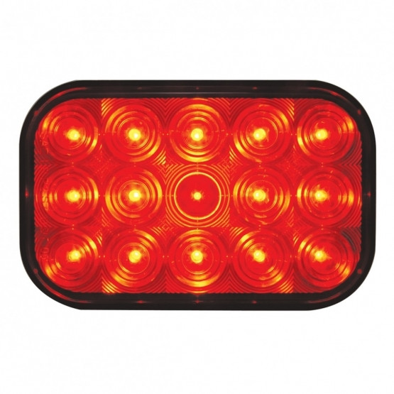 15 LED Rectangular Light (Stop, Turn & Tail) - Red LED/Red Lens