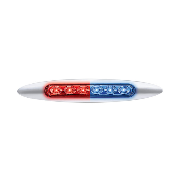 Double Fury 6 LED 6" Dual Function Marker Light With Chrome Bezel-Red & Blue/Clear Lens