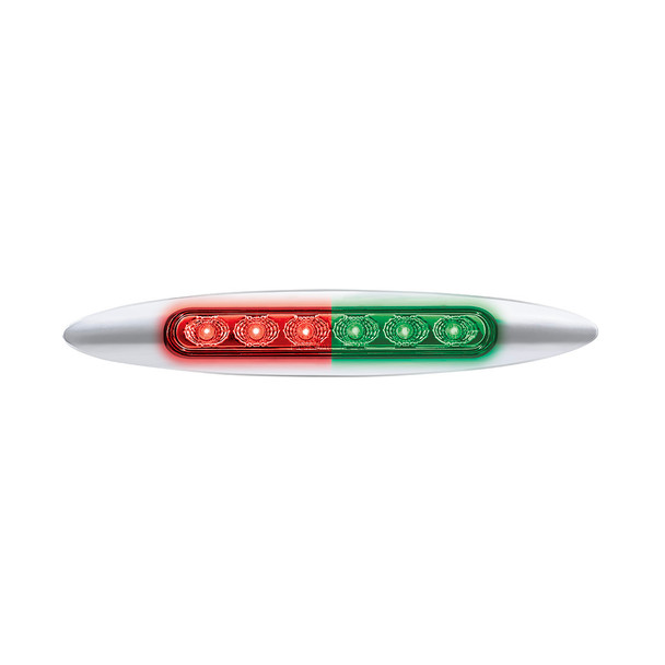 Double Fury 6 LED 6" Dual Function Marker Light With Chrome Bezel-Red & Green/Clear Lens