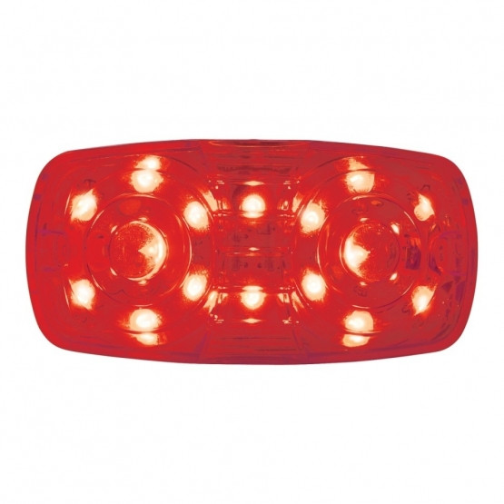 16 LED 4" X 2" Rectangular Light (Clearance/Marker)- Red LED/Red Lens