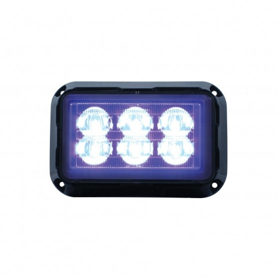 6 High Power LED Rectangular Warning Light - Blue LED (Bulk)